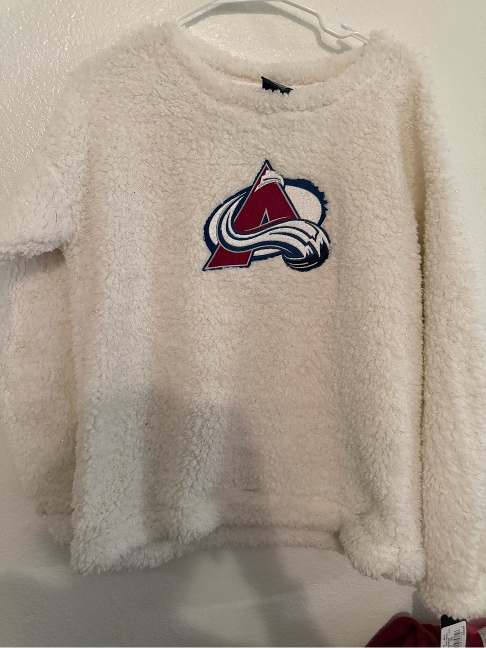 Avalanche Cream Sherpa Crewneck with Maroon & Navy Logo